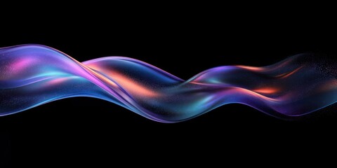 Iridescent Abstract Wave Design with Minimalist Composition on Black Background 3D Render