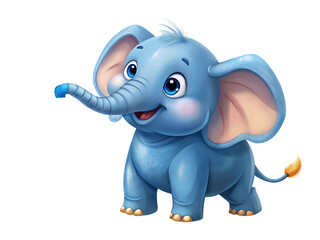 cartoon cute elephant on transparent background