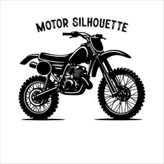 Dirt Bike Vector silhouette. Silhouette of a motocross rider dirt bike.