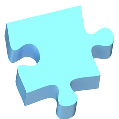 Single Light Blue 3D Jigsaw Puzzle Piece