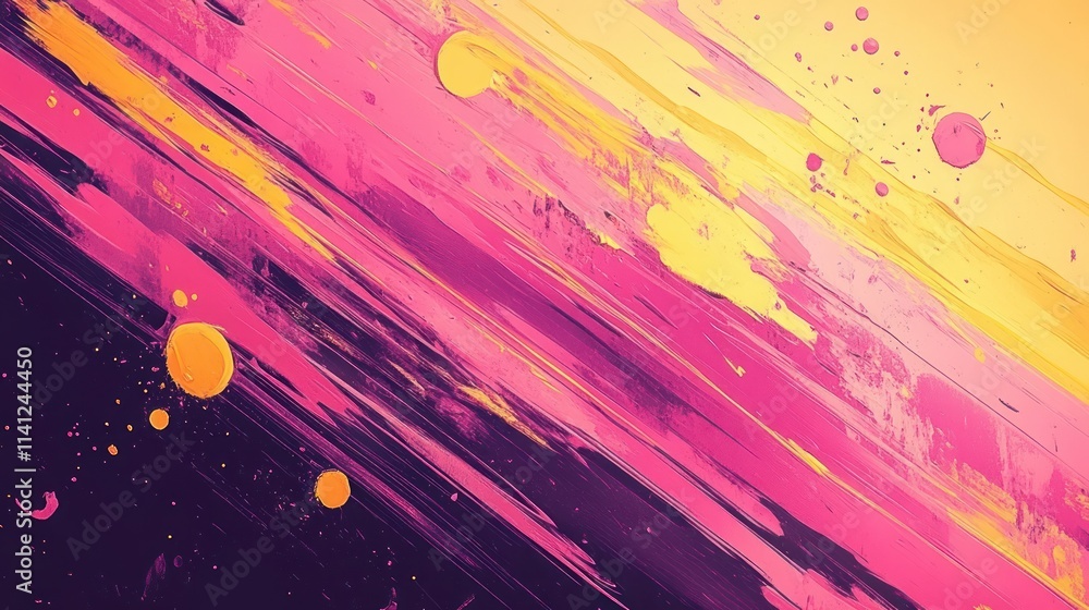 Poster abstract pink and yellow background with splash effect and dynamic lines