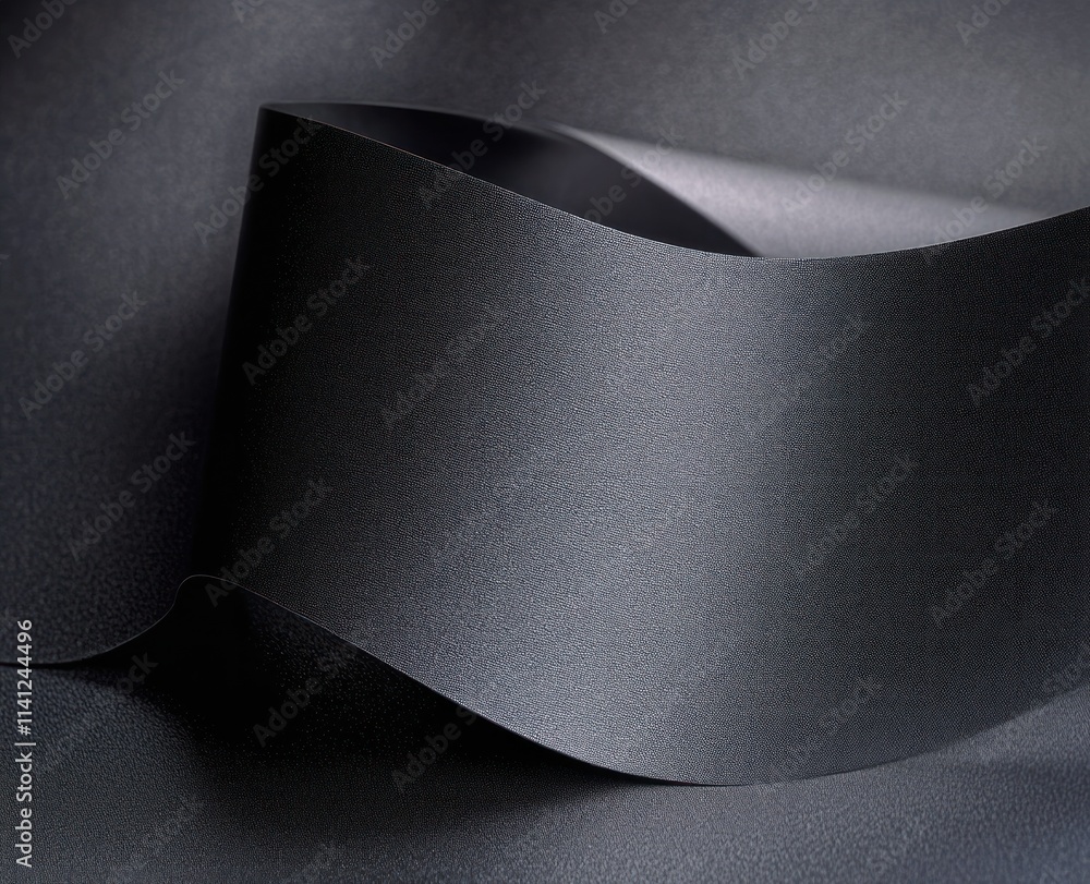 Poster black paper texture minimalist abstract design with curves folds shadows and light effects