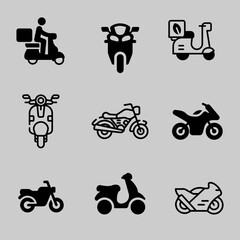 vector art motorcycle related line icons for web and mobile app.