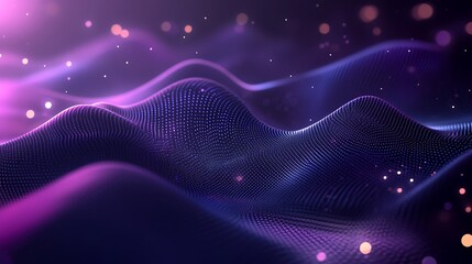 Fototapeta premium Abstract Purple Digital Waveform Landscape