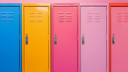 Close-up view of metal lockers in uniform rows, offering a minimalistic background for fitness, education, or secure storage content