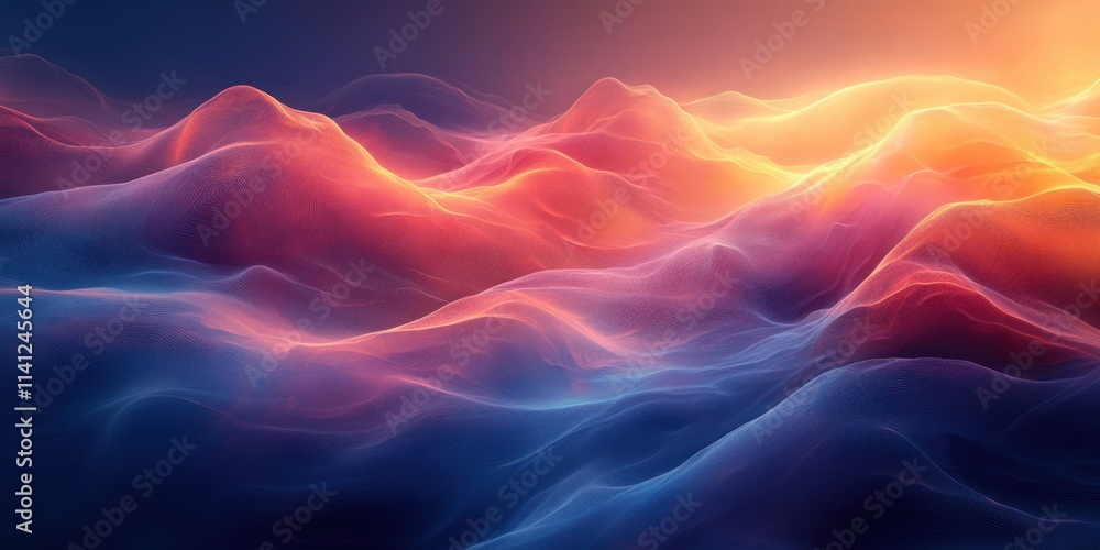 Poster Abstract Minimalist Wave Design in Pastel Colors with Soft Gradients and Natural Light