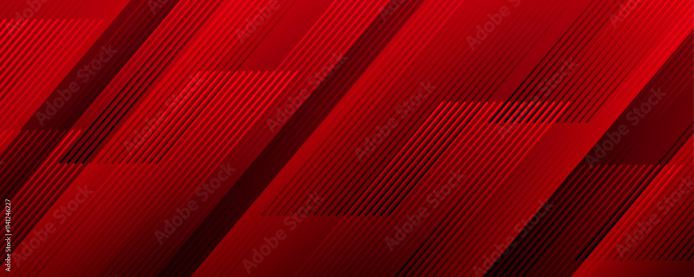 Poster red abstract background overlap layer on dark space with diagonal lines effect decoration. modern gr