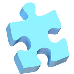 Single Light Blue 3D Puzzle Piece