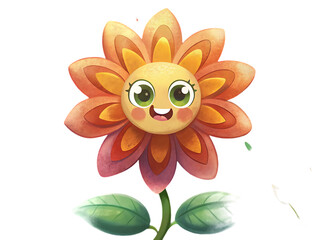 cartoon flower on transparent background