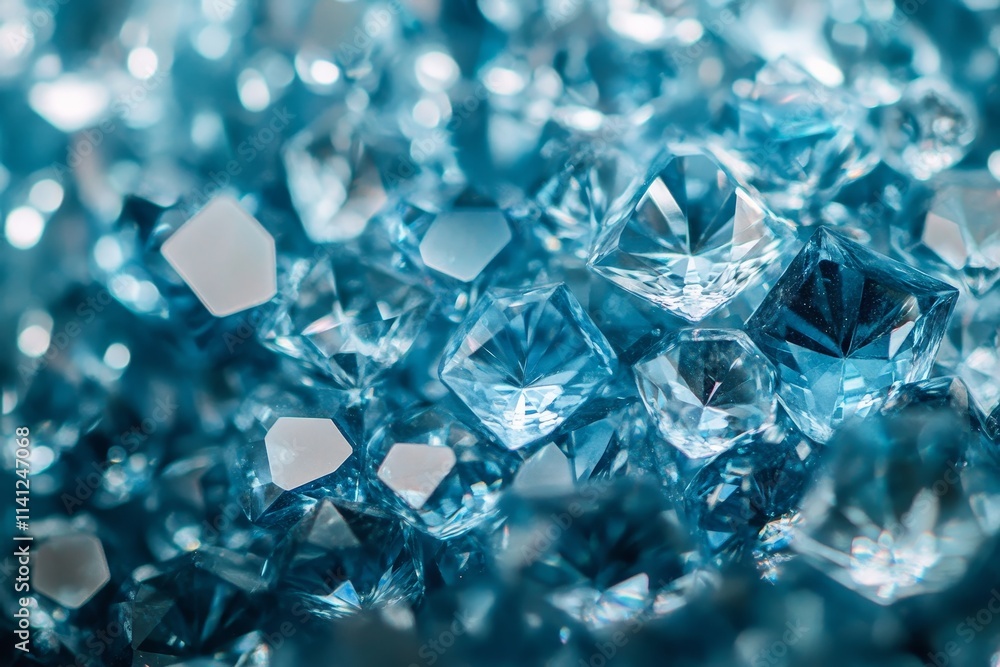 Poster sparkling blue crystal gems with shimmering facets creating an elegant and luxurious background for 