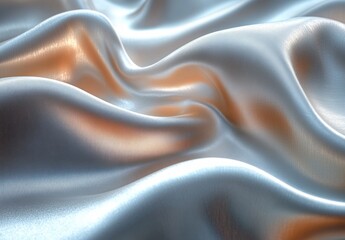 Fototapeta premium Glossy Beige and White Metallic Paper Texture with Elegant Curves and Waves Minimalist Background Design