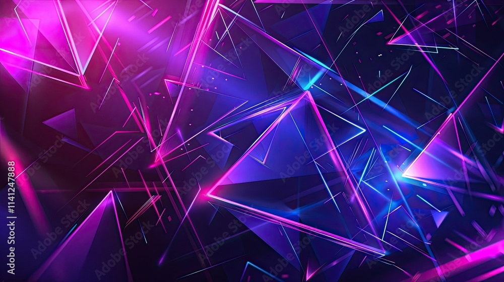 Aufkleber abstract digital art featuring vibrant triangles and geometric shapes in a colorful gradient.
