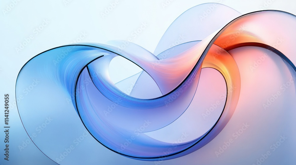 Poster abstract minimalist background design with soft pastel colors and graceful swirling shapes in 3d ren