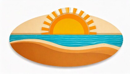 Sea, sand and sun at the beach on a white background.. Modern flat illustrator for website, presentation or graphic resources. Nobody, no human.