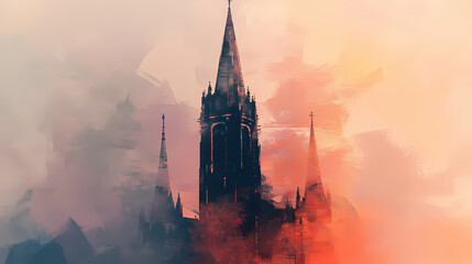 Church steeple ai generative. Spire. Illustration