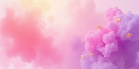 Fototapeta premium Dreamy Pink and Purple Smoke with Golden Sparkles, Abstract and Festive Background Concept