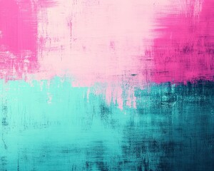 A vibrant abstract artwork featuring a blend of pink and turquoise hues with textured brushstrokes, ideal for modern decor or digital backgrounds.