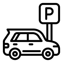 Parking outline icon for driving and vehicle safety