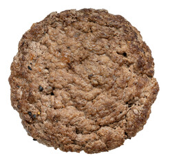 Grilled Beef burger meat falling in the air isolated on white background, Ground beef steak on white PNG file.