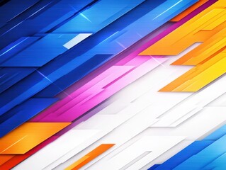 A vibrant abstract background featuring diagonal stripes in blue, orange, pink, white, and yellow, ideal for digital designs, presentations, or creative projects.