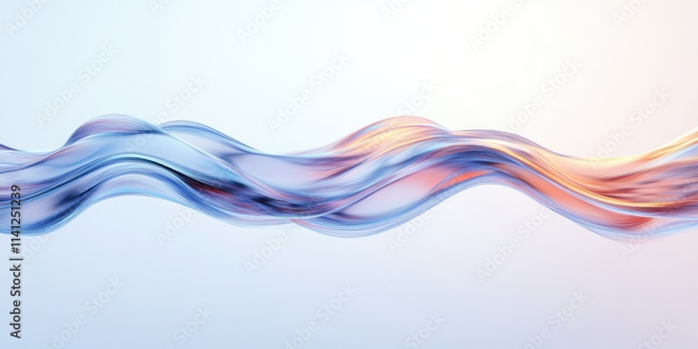 Poster fluid abstract water design with iridescent waves and gradient colors