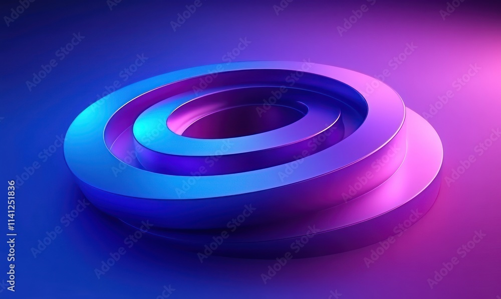 Poster Futuristic 3D Logo Design Concentric Circles Gradient Lighting Depth Minimalistic Style