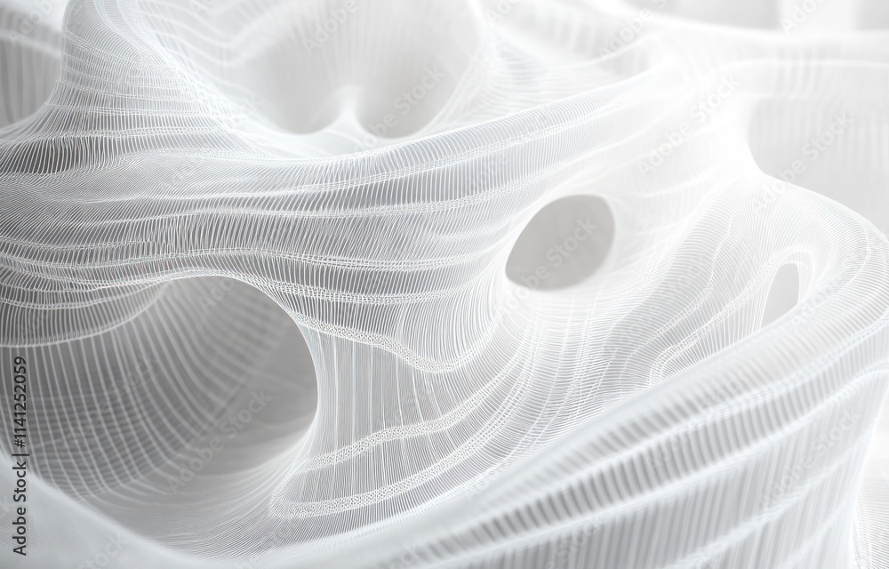 Aufkleber minimalist 3d wireframe structure with soft lighting in monochrome