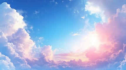 Blue Sky and White Clouds Background Generative AI