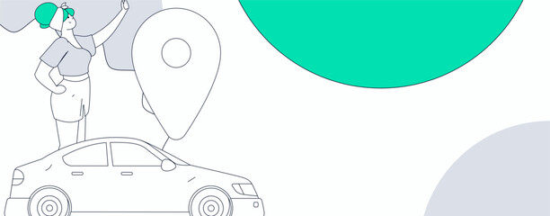 Flat vector concept operation hand drawn illustration of people taking a taxi
