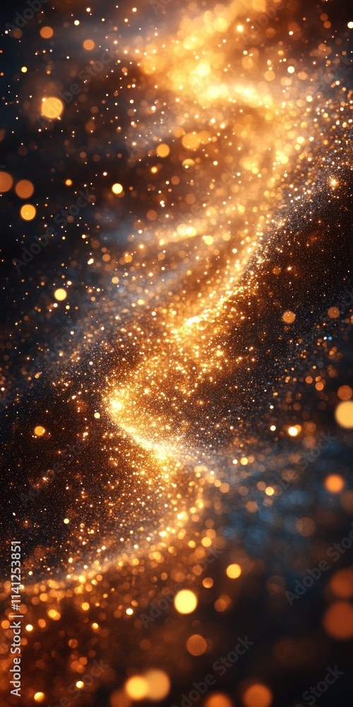 Poster shimmering gold abstract background with bokeh lights and soft lighting