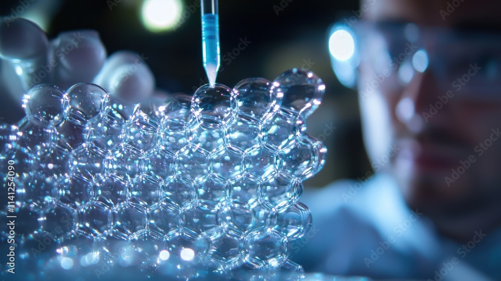 Poster A man is working with a liquid in a lab