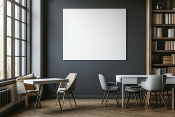 Modern Living Room Interior with Blank Canvas