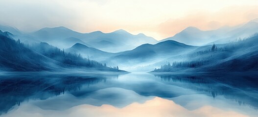 Fototapeta premium Abstract Landscape Smooth Textured Background Blue Gray Gradient Minimalism Design