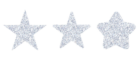 Obraz premium ラメグリッター 銀色に輝く星の装飾 透過PNG Glitter silver star decoration transparent PNG