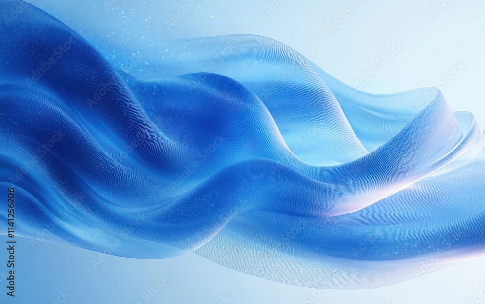 Poster minimalist transparent blue waves abstract design 3d rendering