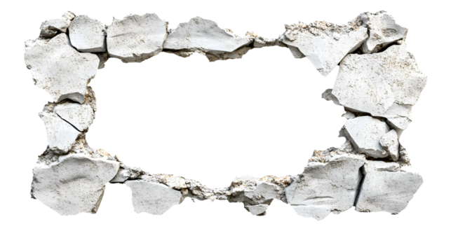 A white frame with a hole in it