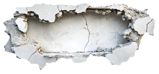 A white wall with a large hole in it