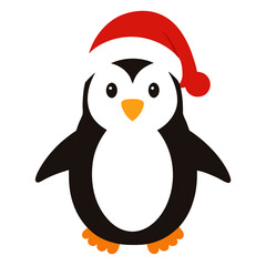 Penguin wearing a Santa Claus hat vector design