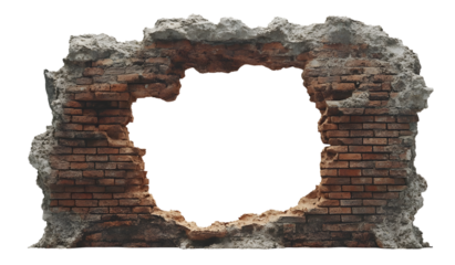 A brick wall with a hole in it