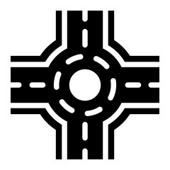 Roundabout glyph icon for driving and road safety