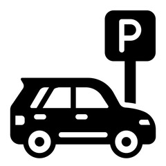 Parking glyph icon for driving and vehicle safety