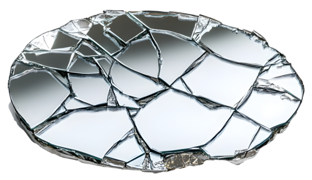 A broken mirror with jagged edges