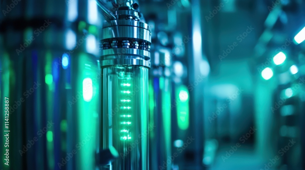 Poster a green technology laboratory testing carbon capture solutions with futuristic tools