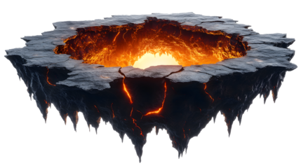 A lava pit with a glowing sun in the center