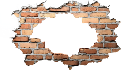 A brick wall with a hole in it