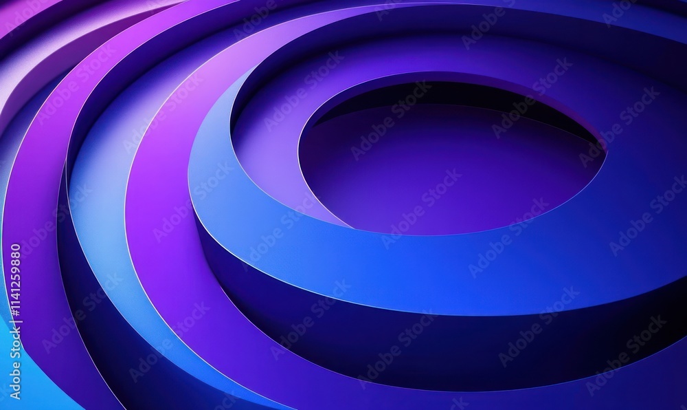 Poster gradient blue and purple abstract minimalist design with concentric circles smooth curves and modern