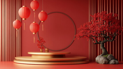 Chinese style festival themed e-commerce product exhibition booth