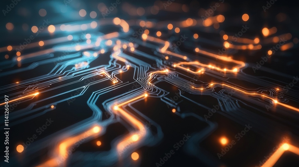 Leinwandbilder a close-up of quantum computing circuits glowing with intricate superconducting pathways