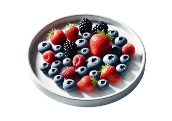 Fresh Summer Berries Mix  Blueberries  Raspberries  Strawberries  and Blackberries on a Pl