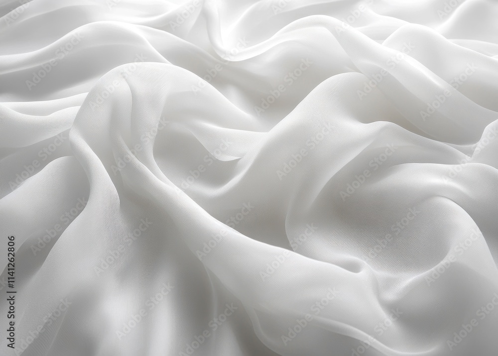 Poster elegant smooth white fabric close-up with soft light reflections high contrast shallow depth of fiel